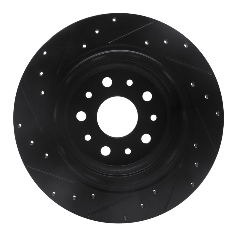 Jeep Wrangler Brake Rotor (1) - Rear Right - R1 Concepts - Drilled & Slotted - Black - `18-`25